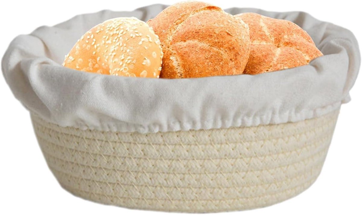 Rijsmand - Bakmand Deeg - Ambachtelijk Brood Maken - Handgemaakt Katoenen Touw - 22.5 x 20.8 cm - Kastanjebruin