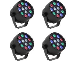 Podiumverlichting Set - Feestverlichting Spots - Sfeerverlichting Creëren - Meerdere Bedieningsmodi - 4 Stuks - Zwart