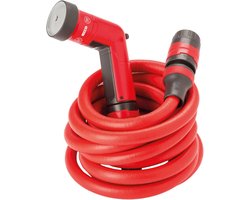 FITT YOYO UP Extendable Garden Water Hose with Multifunctional Gun and Hook for Fencing, Red (10M)