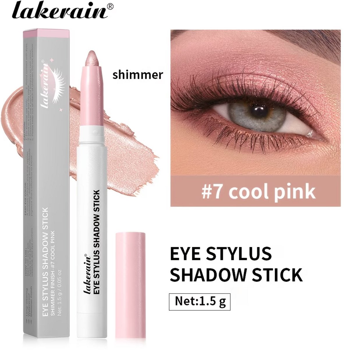 Oogschaduw Stick Cool Pink – Waterproof Crème Oogschaduw – Langhoudende Eyeshadow Stick – Shimmer Finish