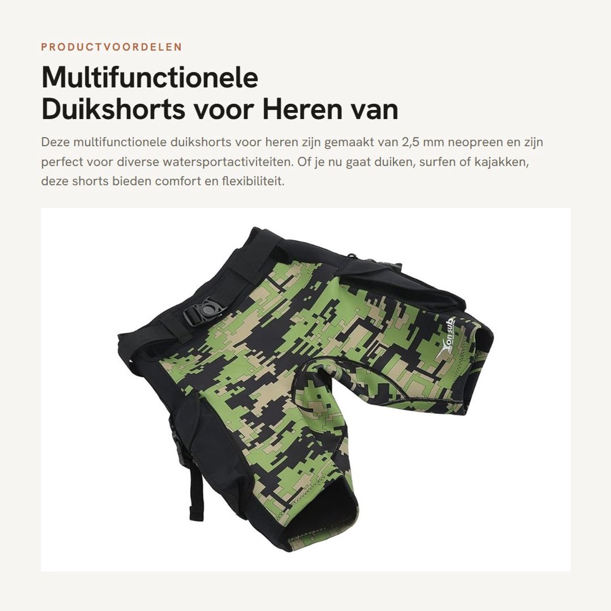 Dailygoods- Duikshorts 2,5 mm Neopreen - Multifunctionele Short - Scuba Shorts - Surfshorts - Watersport Shorts - Opbergvak met Grote Capaciteit - Wetsuit Shorts