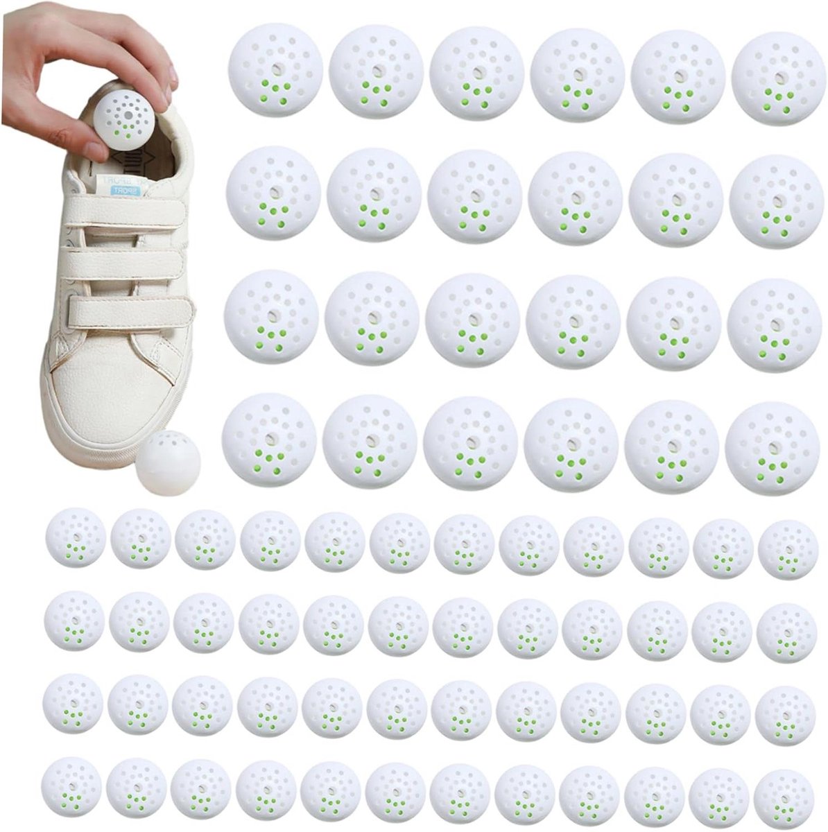 Schoen Deodorant Ballen - Geur Absorbers - Ruimtes Opfrissen - Multifunctioneel Ontgeuren - 72 stuks - Wit