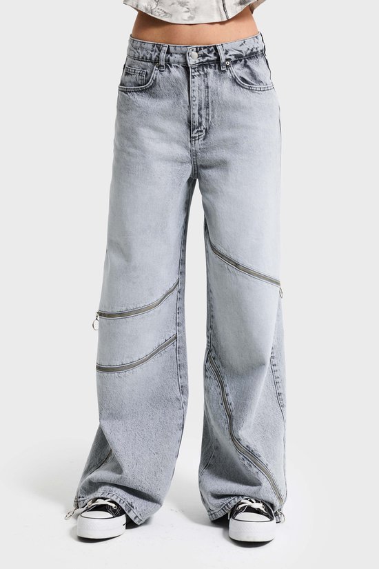 It's Basic - BAGGY HIGH RISE JEANS - LIGHT GRAY