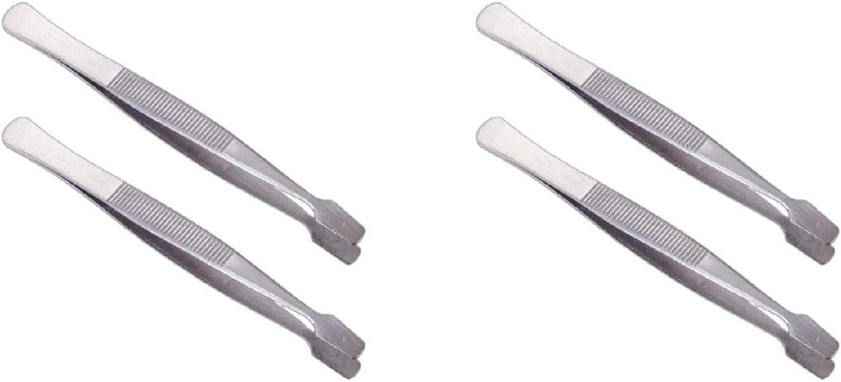 Pincet Set - Precisie Tangen - Delicaat Werk - Geribbelde Grepen - 2 Stuks - Zilver