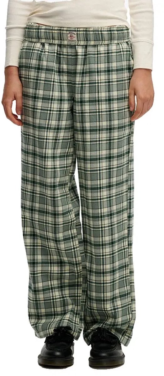 Superdry Check Elastic Dress Pants M Vrouw Groen