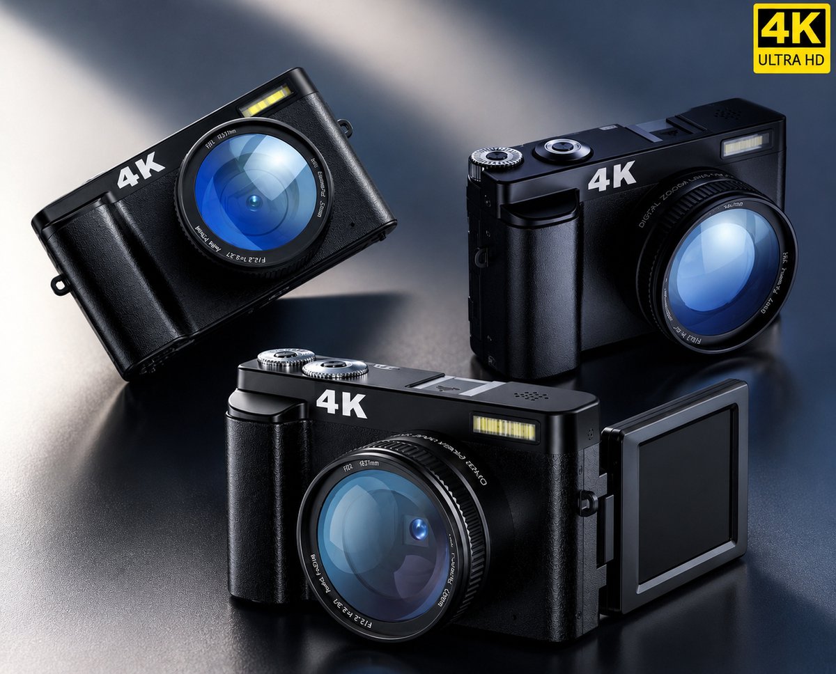 Gabrys® professioneel Vlog Camera Geschikt Voor Beginners - Handycam Met Nachtvisie - 16x Digitale Zoom - 4k - digitale camera - professioneel - camera - zwart - inclusief SD kaart {32gb}