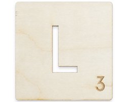Houten wanddecoratie - Wooden wall decoration | Lettertegel “L” | 11cm | Licht hout - Natural wood | Muurdecoratie - Wall art - Woordfeud - Wordfeud - Letterspel - Scrabble letter - Naamblokjes - Letterblokken - Tile