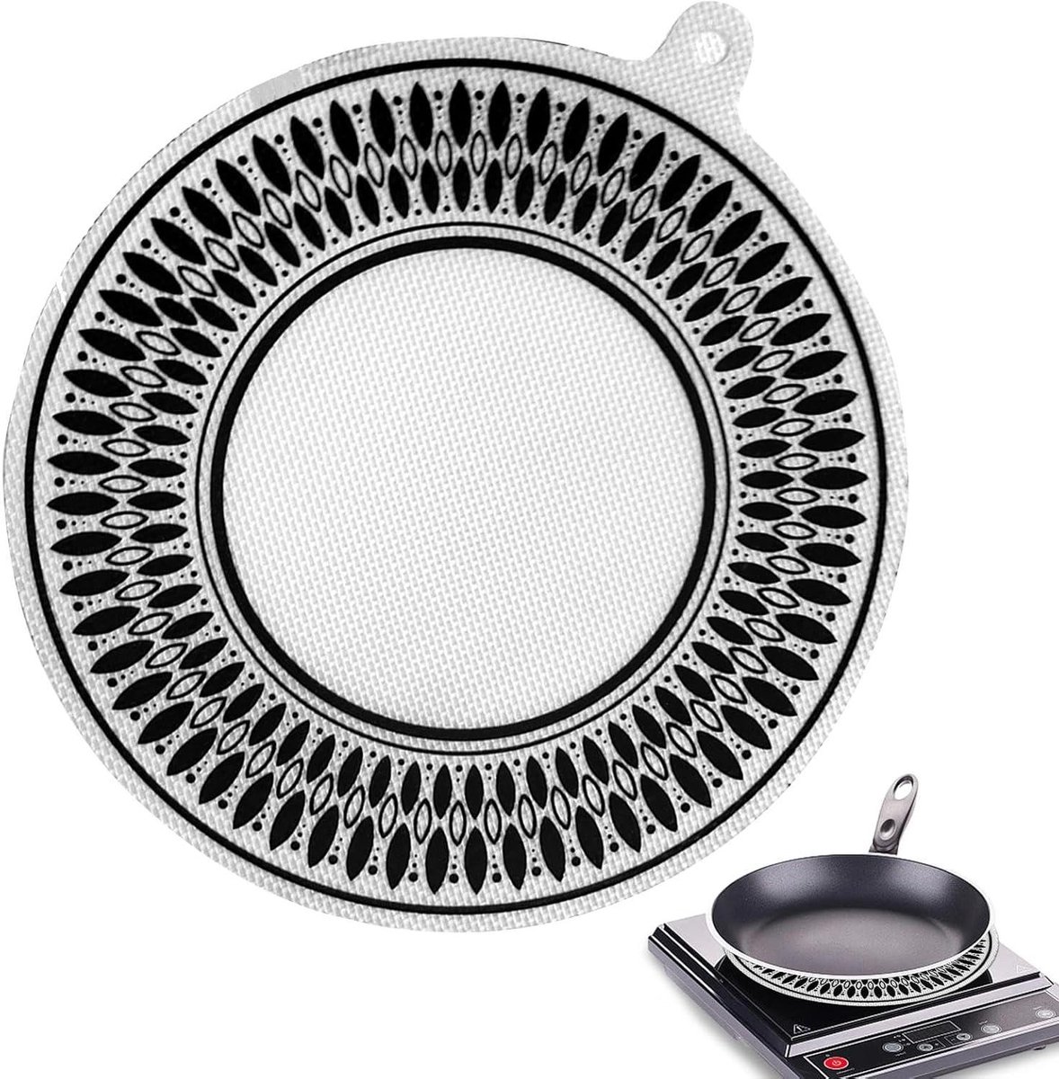 Inductie Kookplaat Pads - Beschermende Siliconen Mat - Kookplaat Beschermen - Hittebestendig en Antislip - Diameter 24cm - Zwart