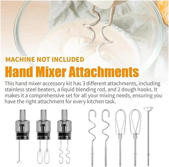 Mixer Opzetstukken - Keukenmixer Accessoires - Beslag Mixen - Roestvrij Staal - 10 x 10 x 10 cm - Zilver — afbeelding 5