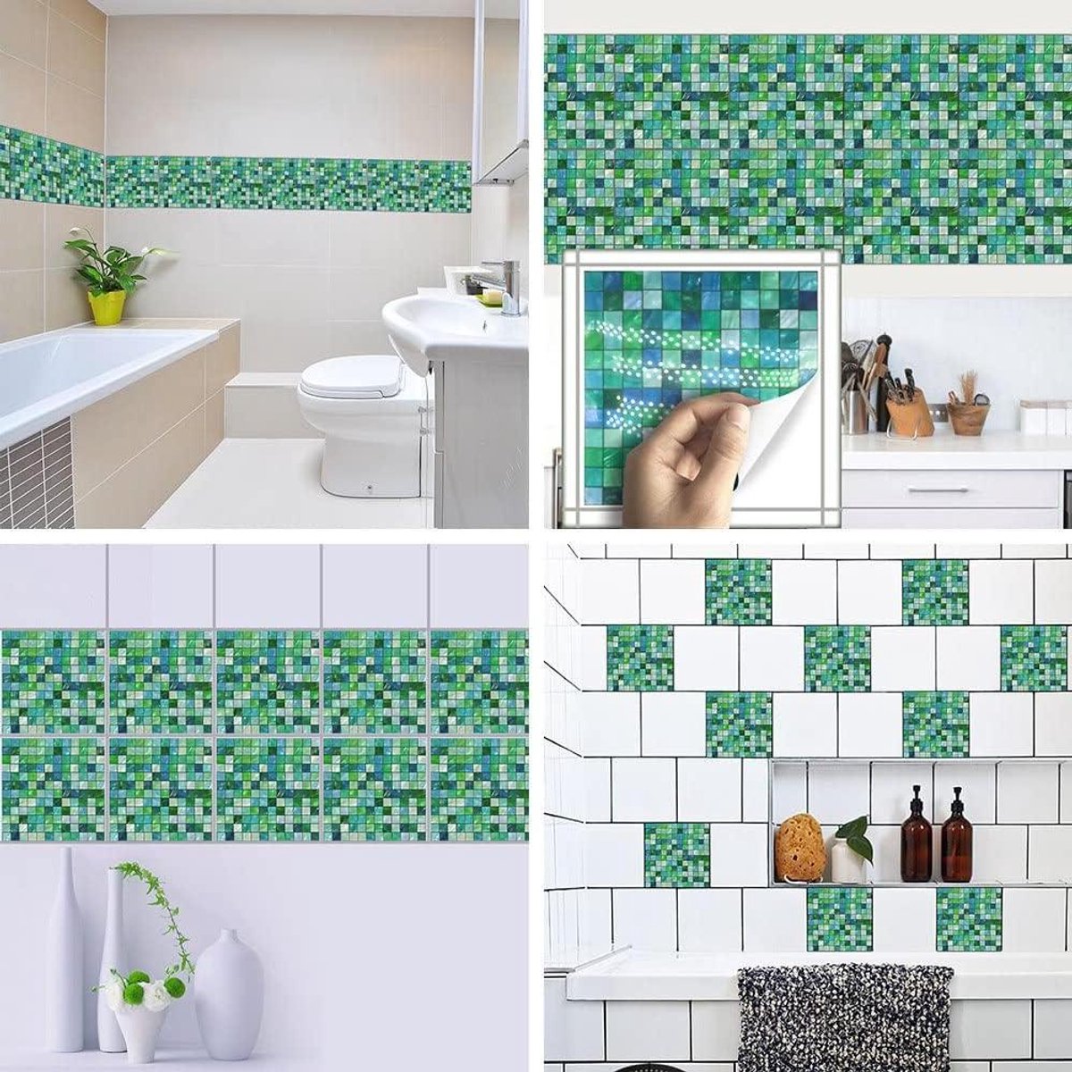 10 stuks 20 * 20 cm mozaïek tegels stickers waterdichte stickers lijm stickers - groen