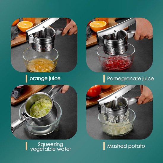 Handpers Fruit - Sapcentrifuge Squeezer - Sap Maken - Roestvrij Staal - 26.5 x 9.8 x 9 cm - Zilver — afbeelding 3