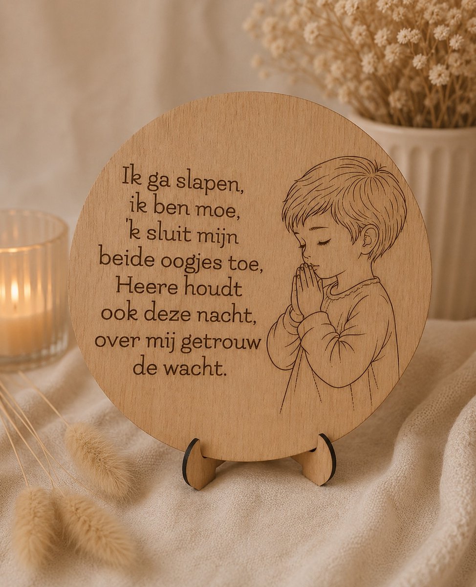 Ik ga slapen ik ben moe 'houten cirkel'– Jongen- gegraveerd