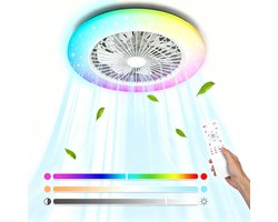 Aigostar Plafondventilator met Verlichting - Ø50 cm - LED RGBW - 6 Standen - Plafondlamp Slaapkamer - Plafonniere met Ventilator - Wit
