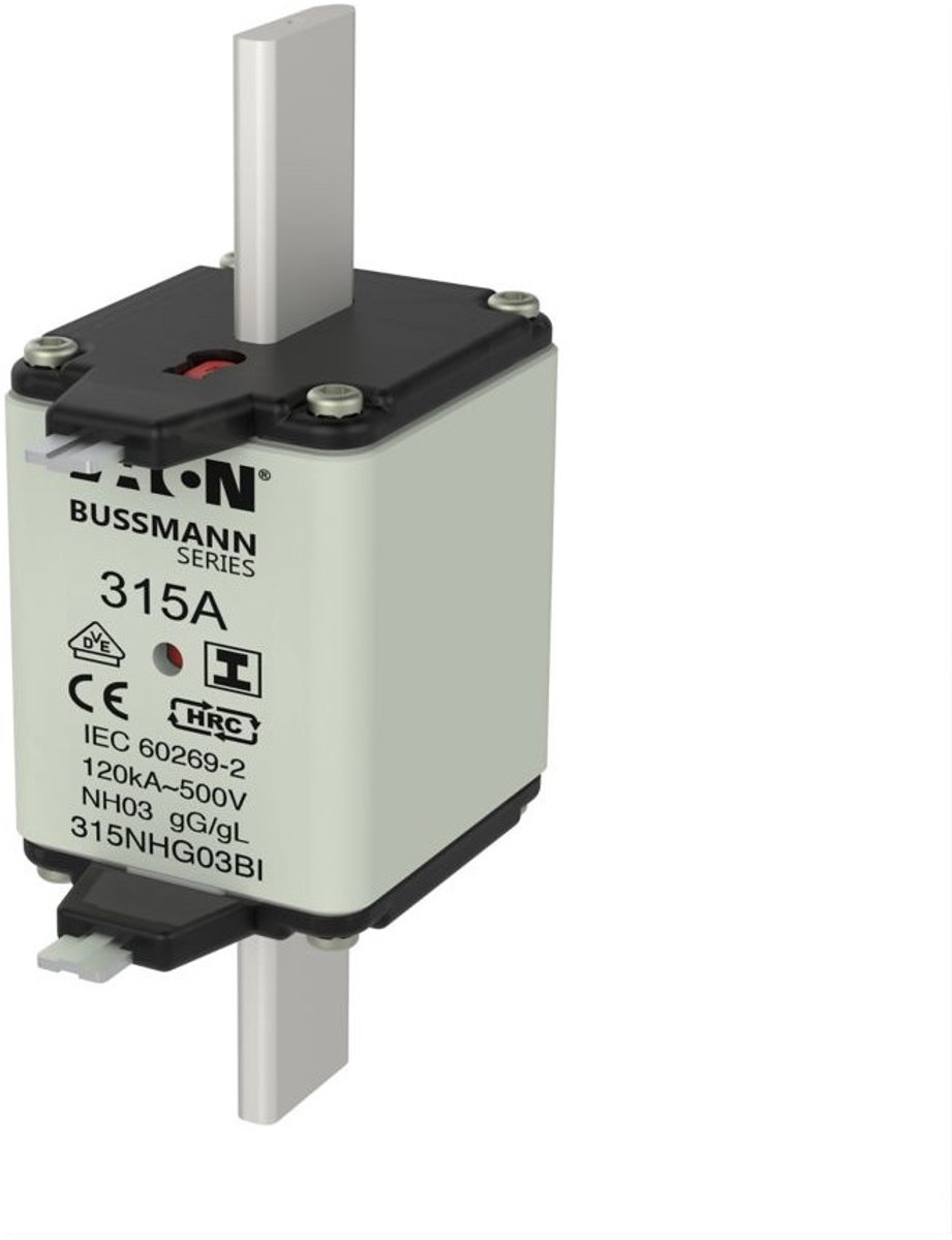 Eaton Zekeringinzetstuk, laagspanning, 315 A, AC 500 V, NH03, gL/gG, IEC, dubbele markering, geïsoleerde handgreepflappen, 315NHG03BI