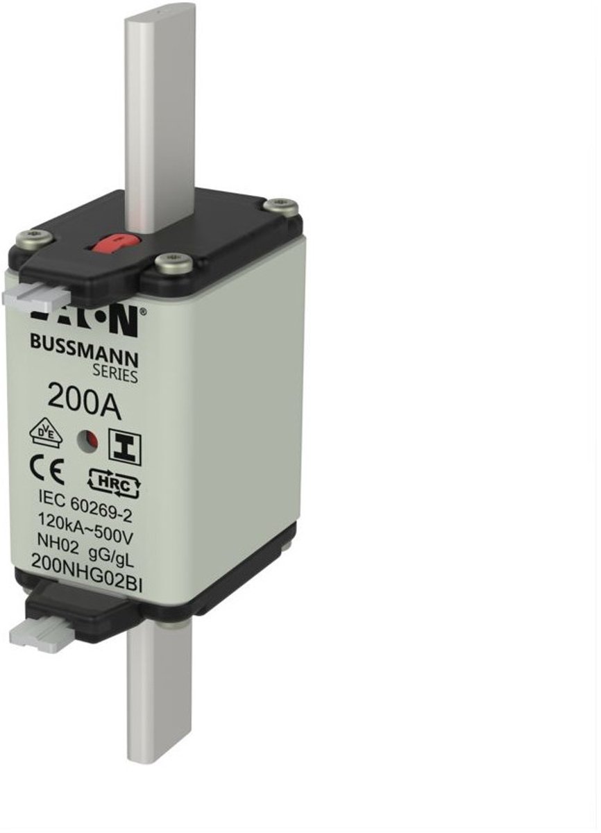 Eaton Zekering, laagspanning, 200 A, AC 500 V, NH02, gL/gG, IEC, dubbele indicator, geïsoleerde greeplussen, 200NHG02BI