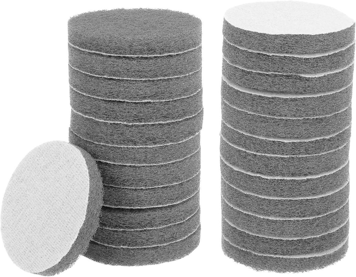 Schuur Reinigingsschijven - Borstel Schijven - Oppervlak Reinigen - Zacht Duurzaam Materiaal - 3 Inch 24 Stuks - Grijs