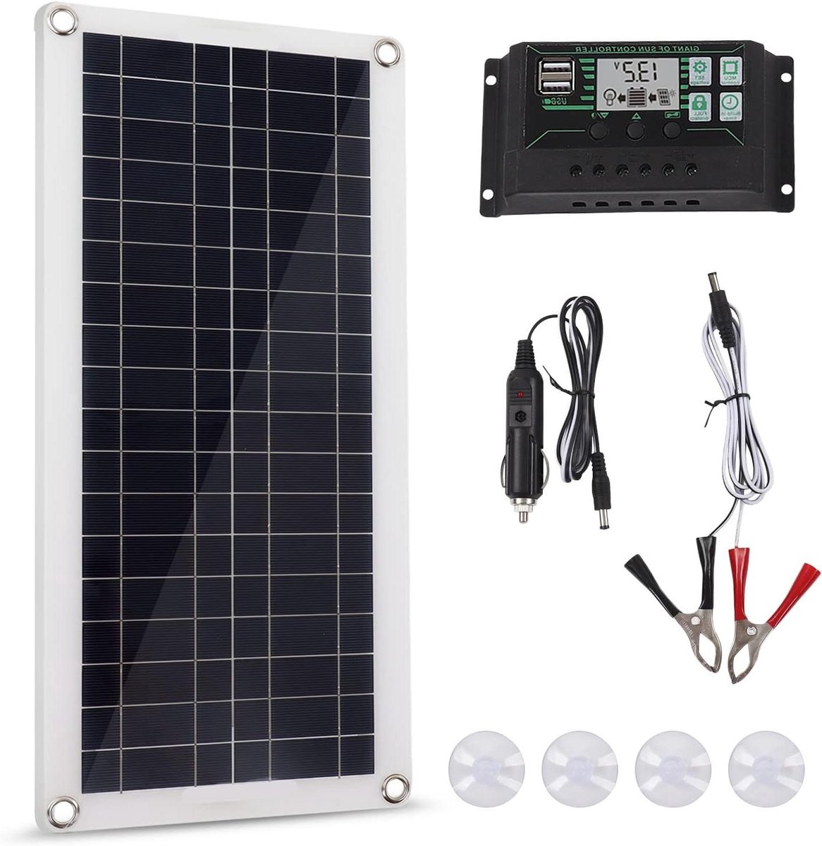 Zonnepaneel Kit - Energie Oplossing - Off-Grid Stroom - Polykristallijne Technologie - 30 Watt - Blauw
