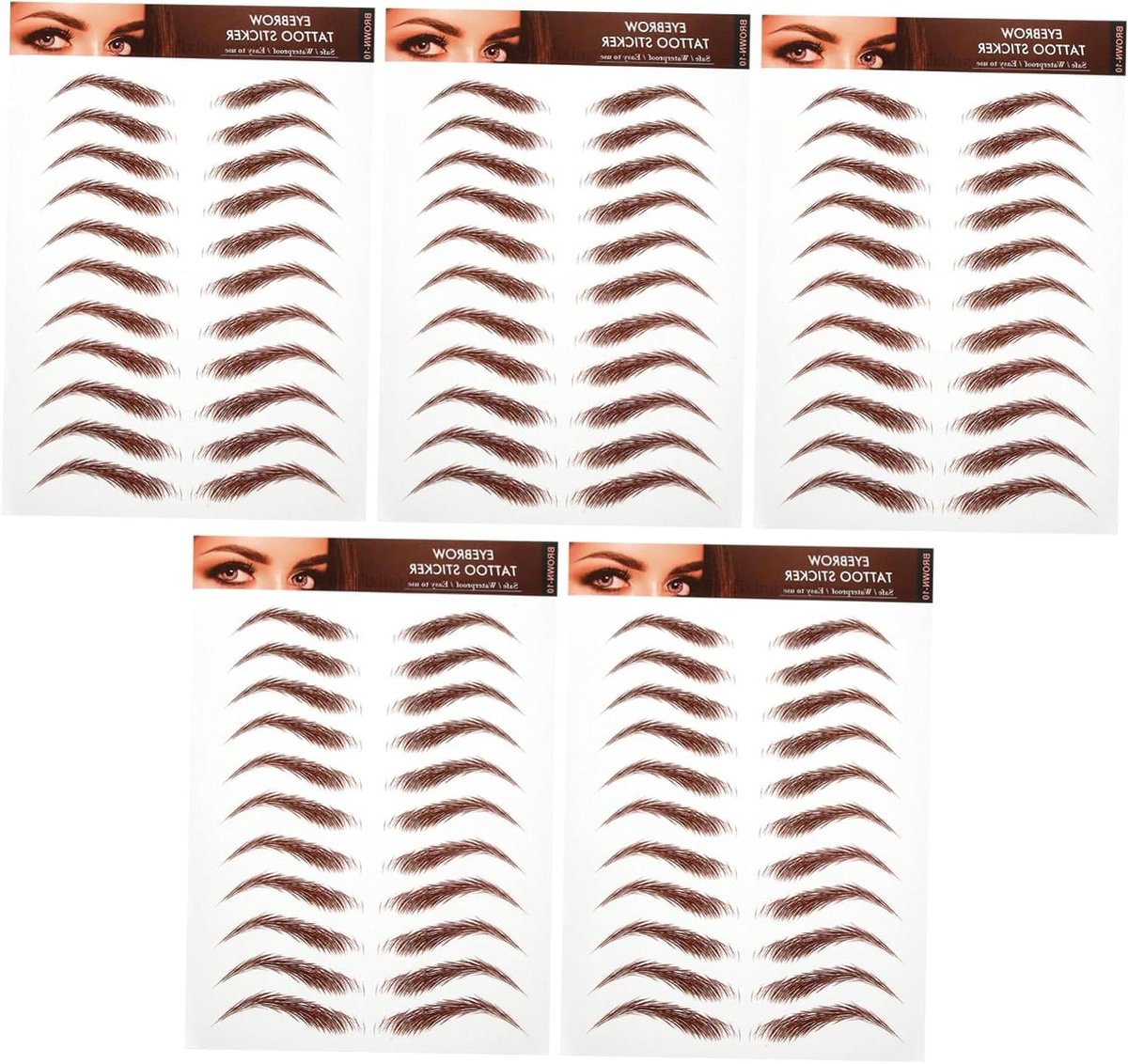 Nep Wenkbrauwen - Stickers Set - Snel Mooi - Waterproof Realistisch - 5 Vellen - Bruin