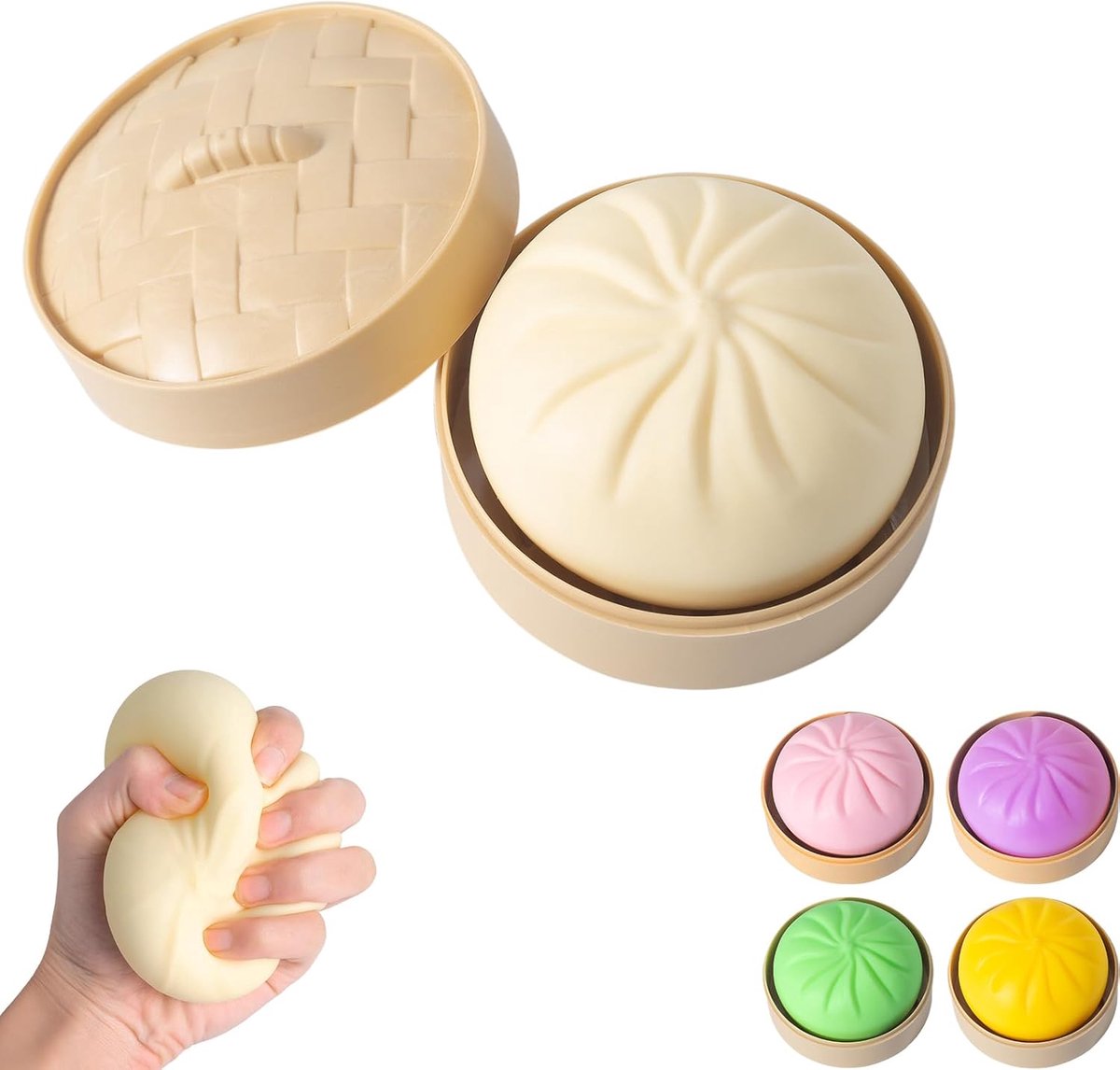 OLOEY Dumpling Squishy-​​Mystery Squishy Dumpling-doos-Fidget Toys voor volwassenen en tieners-Sensorisch stressbal-knijpspeelgoed voor stressverlichting(Wit)