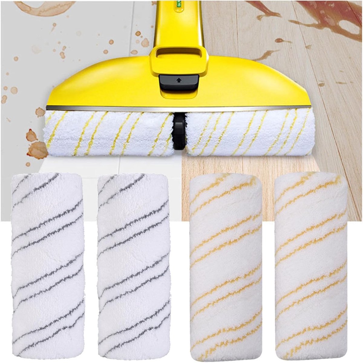 Vloerreiniger Rollen - Reinigingsborstels Set - Hardnekkig Vuil Verwijderen - Zacht Absorberend Microfiber - 2 Stuks - Grijs – foto 2
