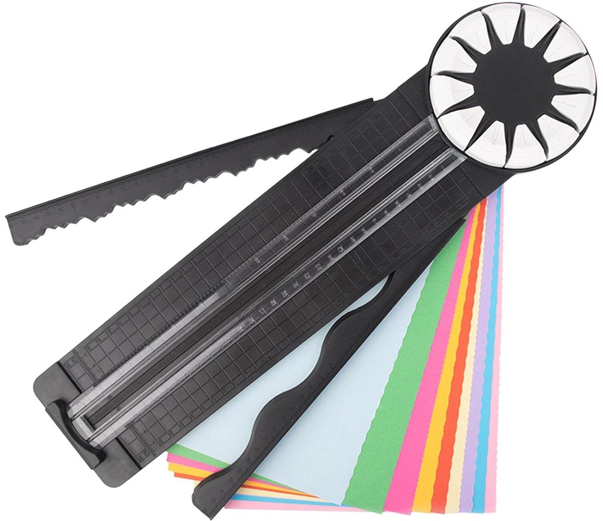Papiersnijder - Multifunctionele snijder - Papier decoratief snijden - 12-in-1 patronen - 46.8 cm lang - Zwart