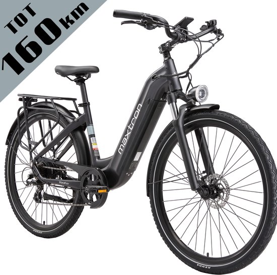 Elektrische Fiets – 790Wh Accu (21Ah) – Actieradius tot 160 km – 700C×50C Banden – Shimano 7 Versnellingen – Aluminium Frame – Verende Voorvork met Lock-out – Hydraulische Schijfremmen – Stadsfiets – Max. Belastbaar 120 kg – Zwartpaars