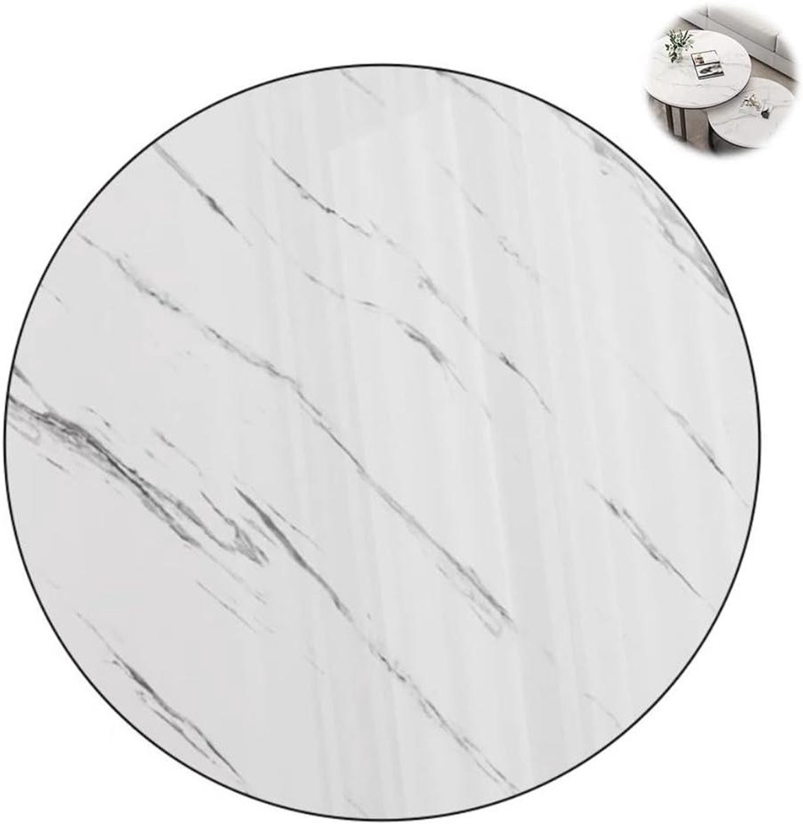 Houten Tafelblad Rond - Aanrechtblad - Eettafel Upgrade - Massief Hout - 100 cm - Witte Steen