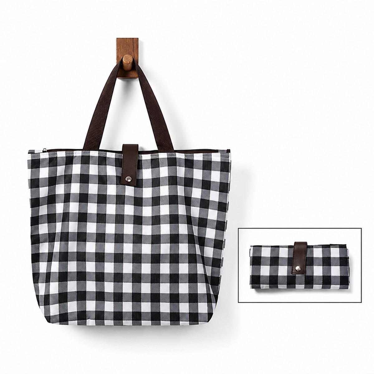 Shopper met Ritssluiting - Opvouwbaar - Boodschappentas - Herbruikbare Tas - Compact & Wasbaar - Zwart