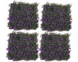 GreenBrokers Paars Kunstmatige Groene Muur Hedge Blad Gebladerte (Pack van 4) -UV Stabiele Verticale Tuin