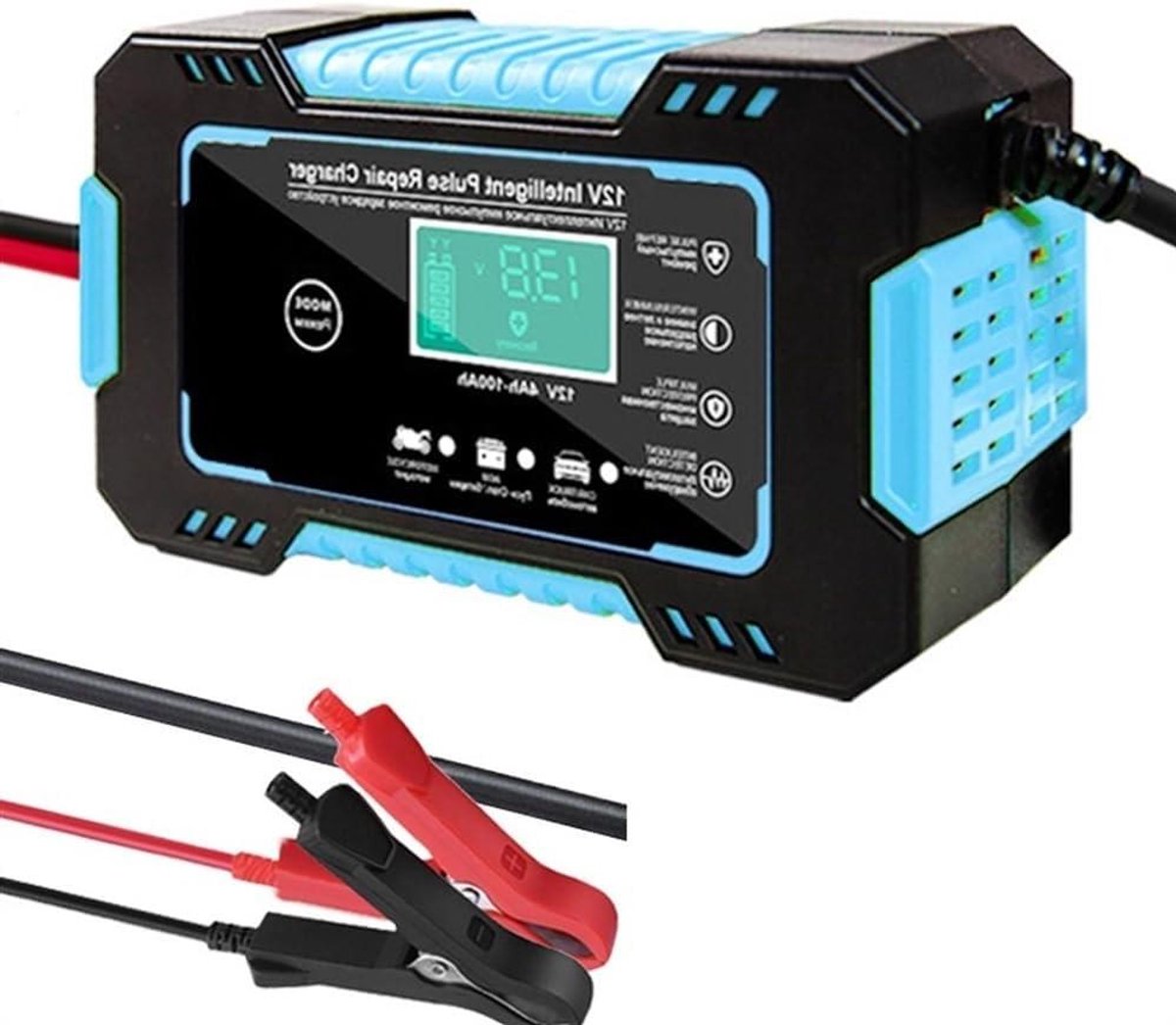 Auto acculader Volautomatische auto-acculader 12V digitale display batterijlader Power Reparatie Laders Batterijlader 12v (blauw)