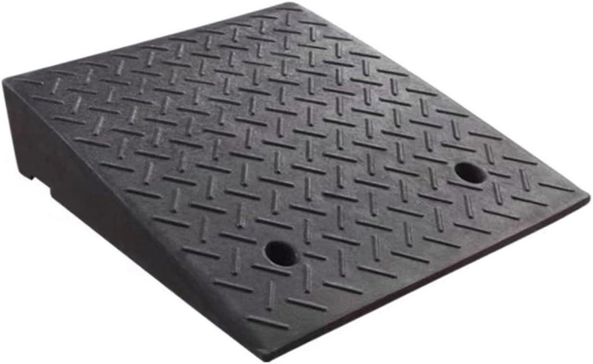 Rubberen Drempelhulp - Oprijplaat Stoeprand - Toegankelijkheid Verbeteren - Antislip Textuur - 50 x 50 x 7cm - Zwart