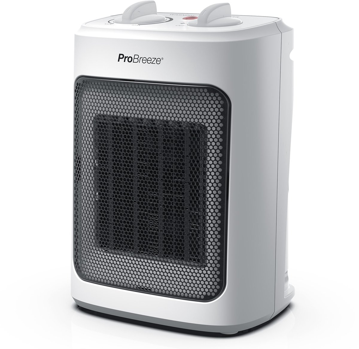 Pro Breeze 2000 W Mini Keramische Ventilatorkachel - 3 Warmtestanden, Ventilatorstand, Ingebouwde Bescherming tegen Oververhitting en Kanteling, Elektrische Verwarming - Wit
