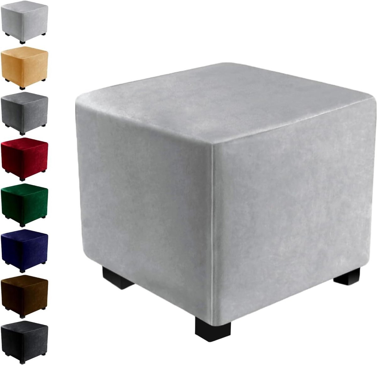 Voetenbankhoezen - Poefhoezen - Meubels Beschermen - Elastisch Fluweel - 30x30x30 cm - Bruin
