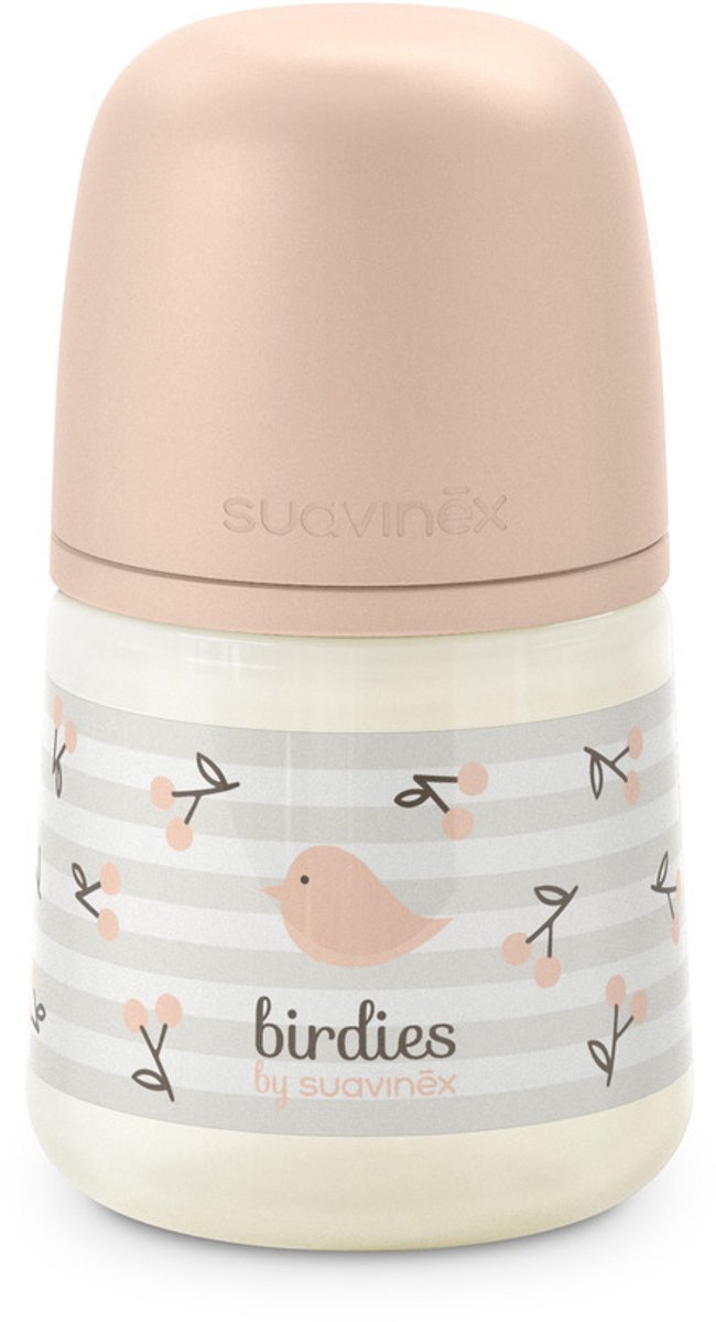 Suavinex Birdies Pasgeborenenset - Startpakket met 4 Zachte Siliconen Zuigflessen en SX Pro Fopspeen - 2 x 150 ml met Langzame Speen en 2 x 270 ml met Gemiddelde Doorstroming - Vanaf de Geboorte tot 6 Maanden - Roze — afbeelding 4