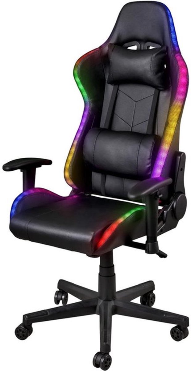 Gamingstoel – Bureaustoel – Gamestoel – Zitzak – Werkstoel – Verstelbare Rugleuning 180° – Kleurrijke LED-Verlichting USB