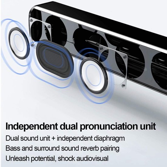 Soundbar Luidspreker - Draadloze Speaker - Films Kijken - 360 Graden Geluid - 31cm Breed - Zwart — afbeelding 5