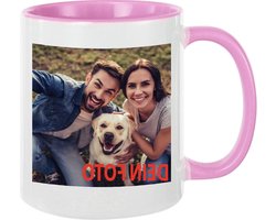 Personalisatie Mok - Foto Cup - Koffie Moment - Eigen Foto Print - 95 mm Hoog - Roze