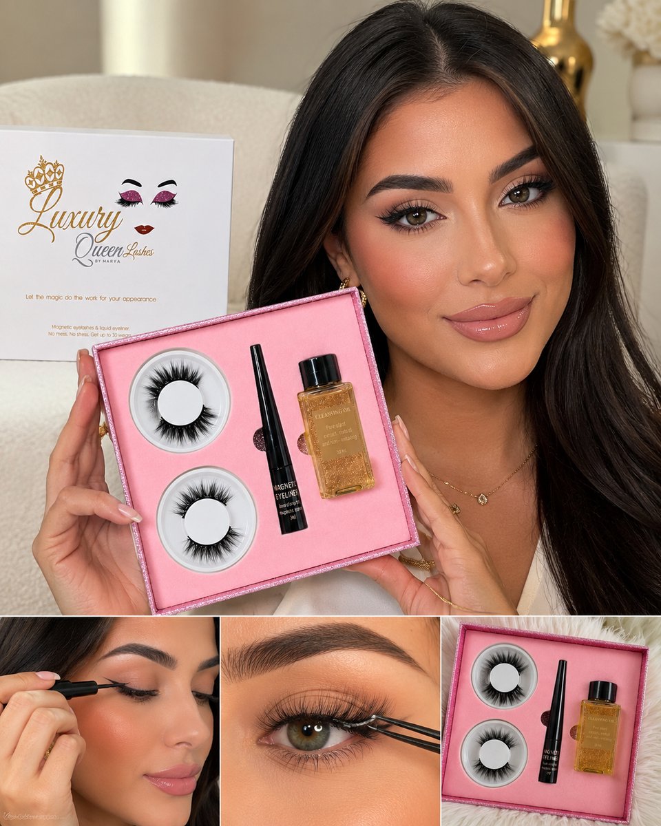 Luxuryqueenlashes The magic dailyglam set - magnetic wimper set (2) - eyeliner - makeup remover