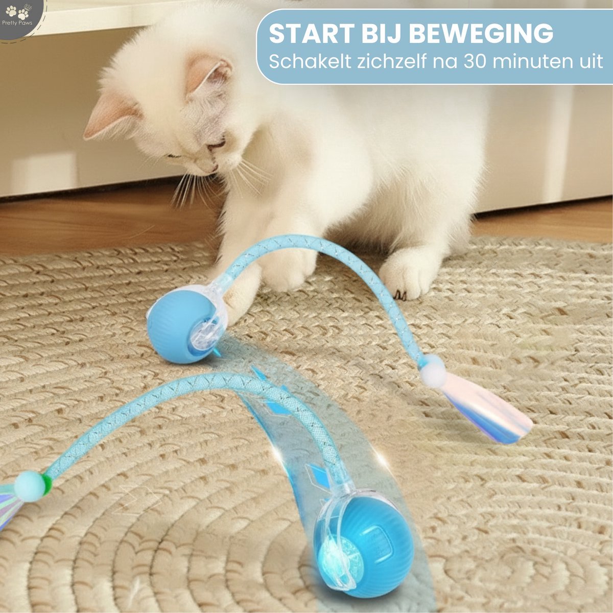 Pretty Paws Zelfrollende Bal - Interactief Elektrisch Speelgoed voor Katten & Honden - Oplaadbaar - Intelligentie Hondenspeelgoed & Kattenspeelgoed thumbnail 4