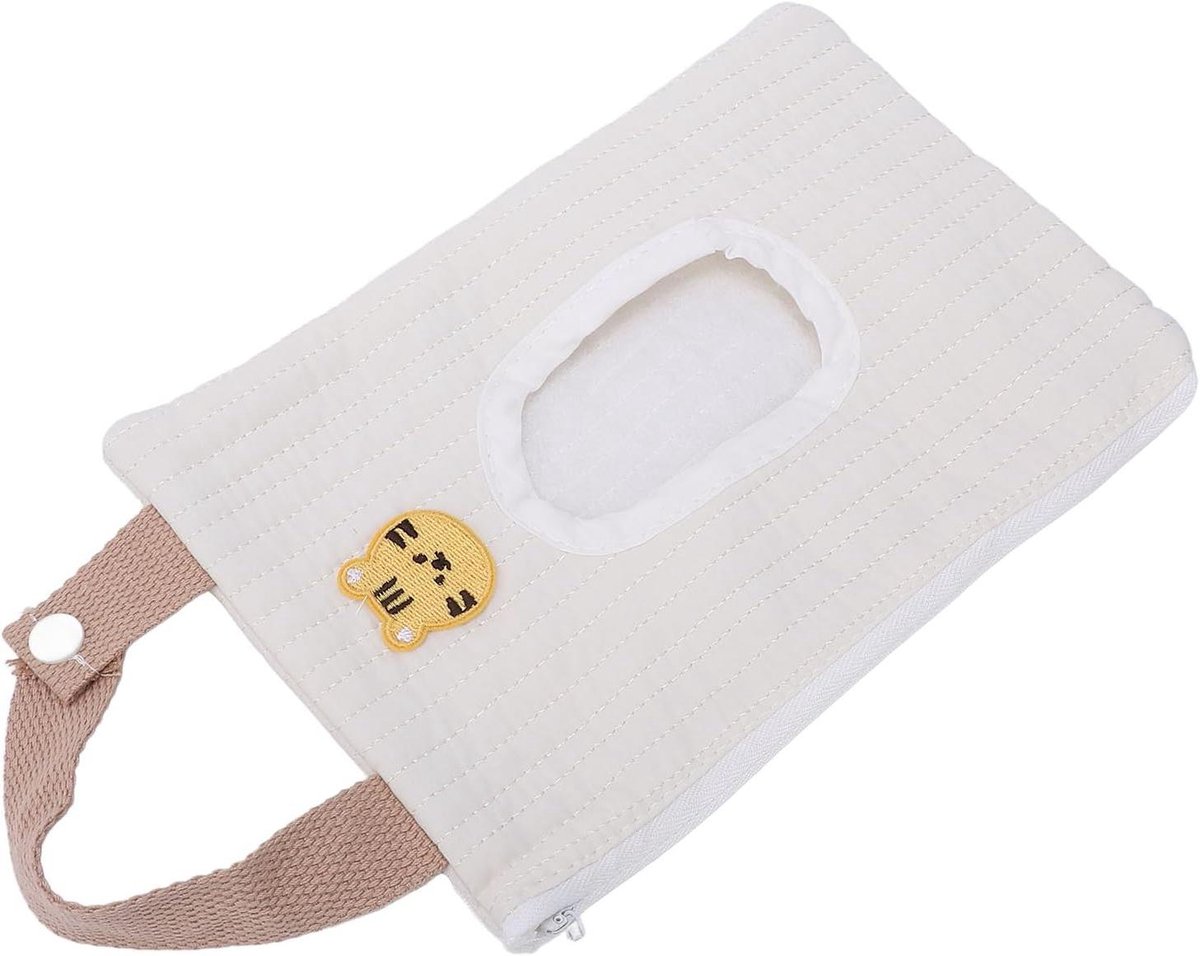Reisdoekjes Etui - Draagbare Doekjes - Onderweg Hygiëne - Schattig Dierenontwerp - 15 x 23 cm - Witte Tijger