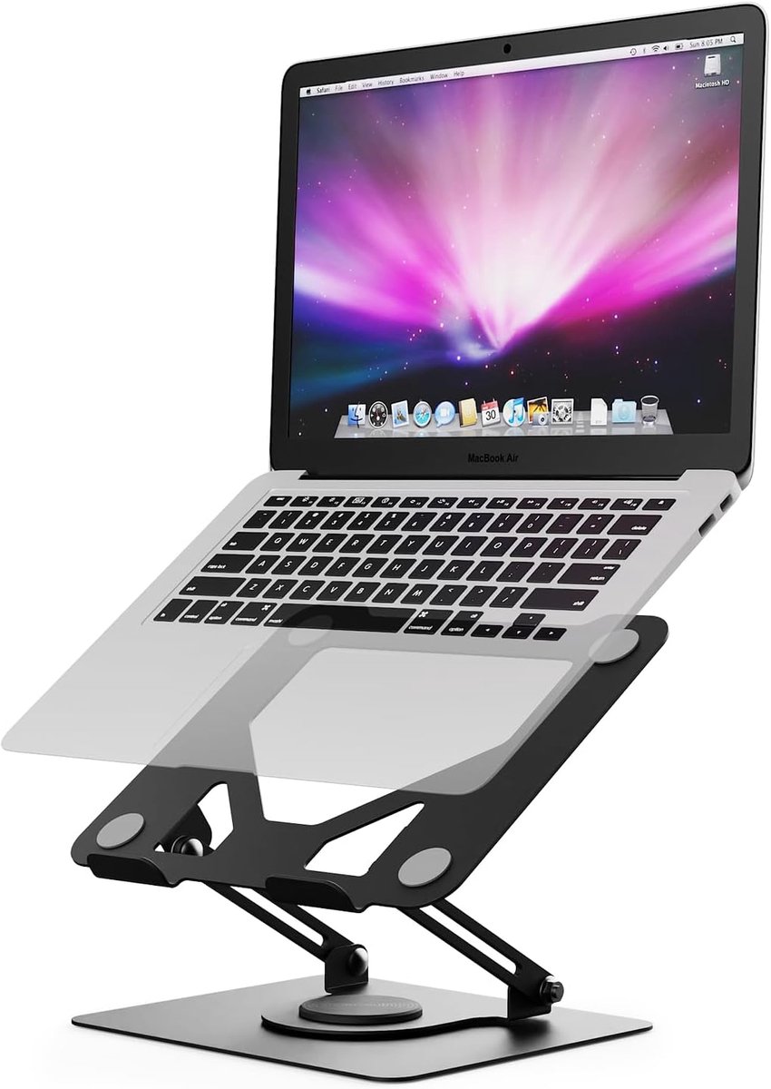 Laptop Stand - Notebook Houder - Ergonomisch Werken - 360 Graden Rotatie - 11-17 Inch - Zwart
