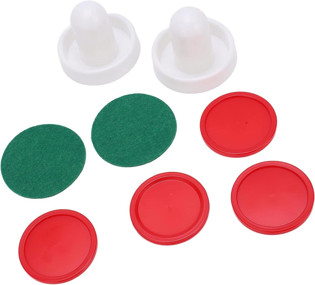 Airhockey Duwersset - Puckhouders Paddles - Competitieve Spellen - Dikke Groene Vilten Bodem - 60 mm Diameter - Groen