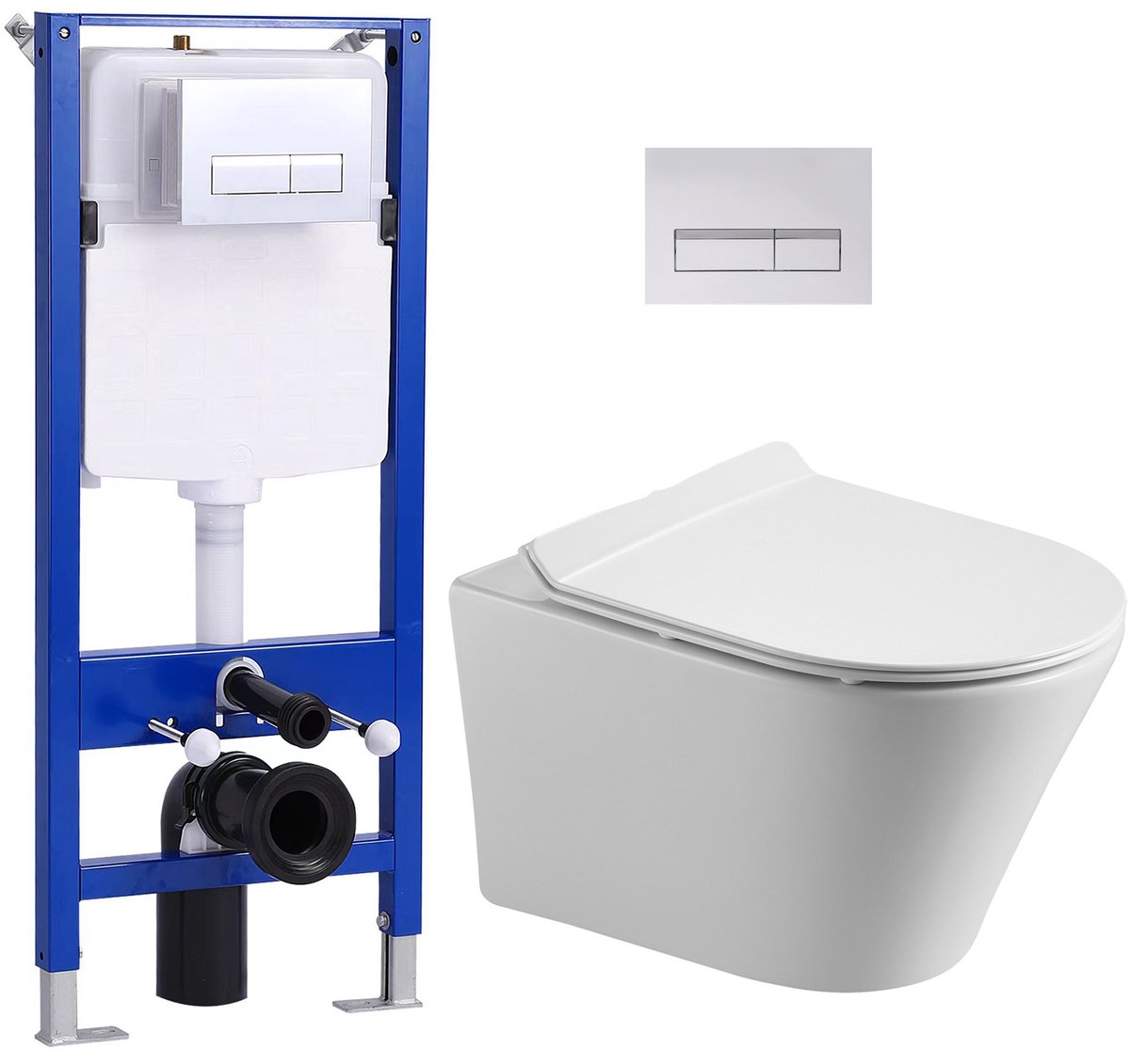 HOROW Toiletset - Hangtoilet met Softclose Zitting incl. Deksel - Diepspoel - incl. inbouwreservoir