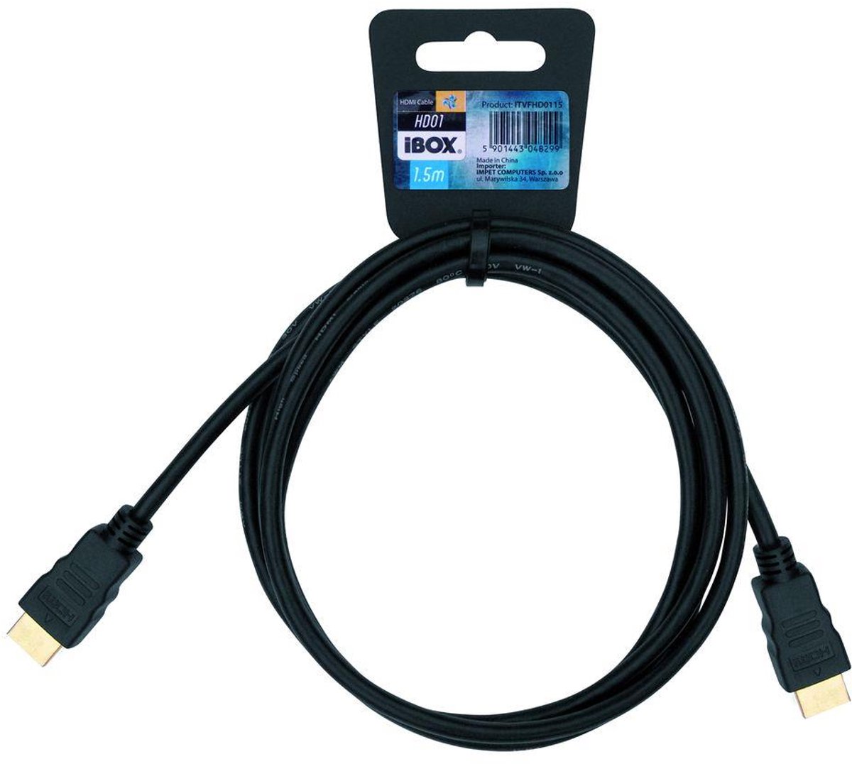 iBox ITVFHD0115 1.5 m HDMI HDMI schwarz Kabel HDMI