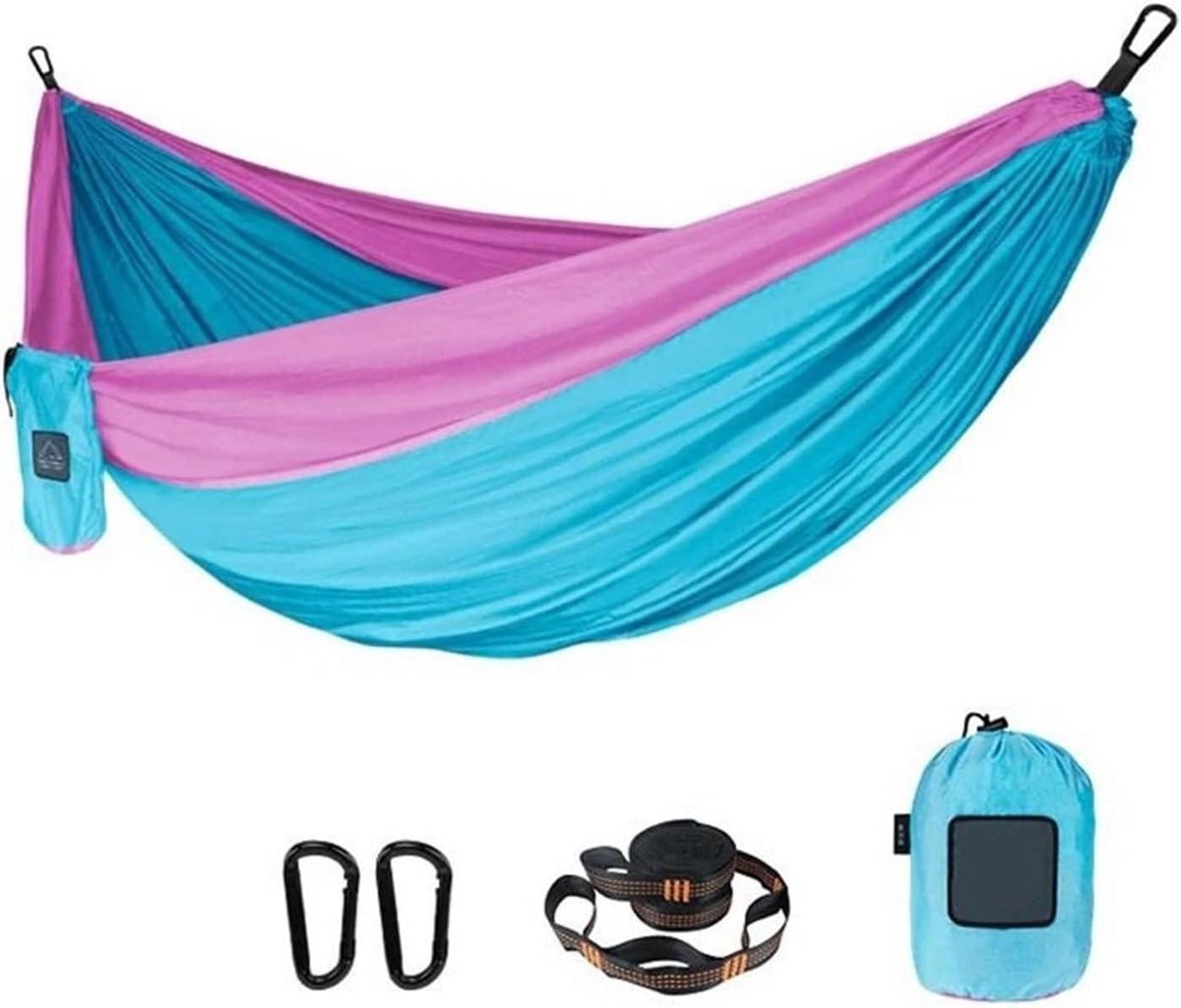 Reishangmat - Kampeerhangmat Tuin - Buiten Ontspannen - Lichtgewicht Nylon - 270 x 140 cm - Blauw Roze