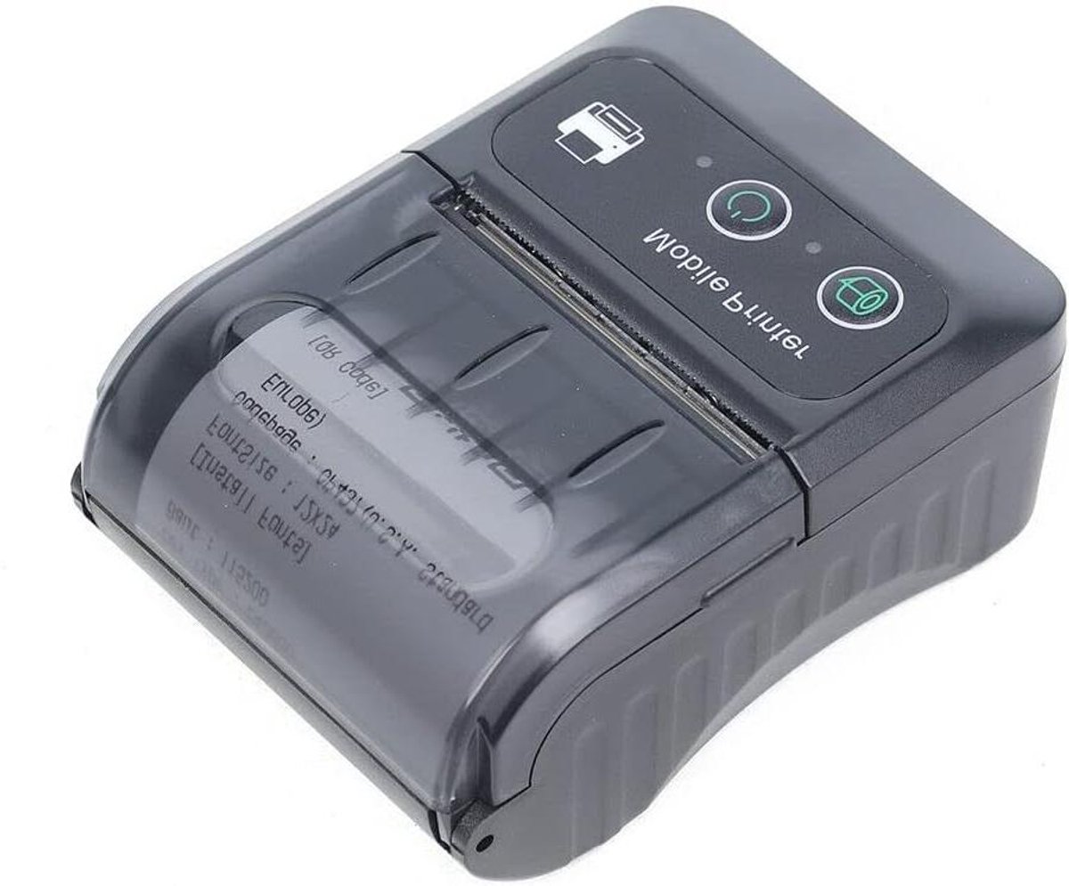 Draagbare Mini Printer - Mobiele Bon Printer - Direct Printen Onderweg - Ingebouwde Batterij - 48 mm Papierbreedte - Zwart