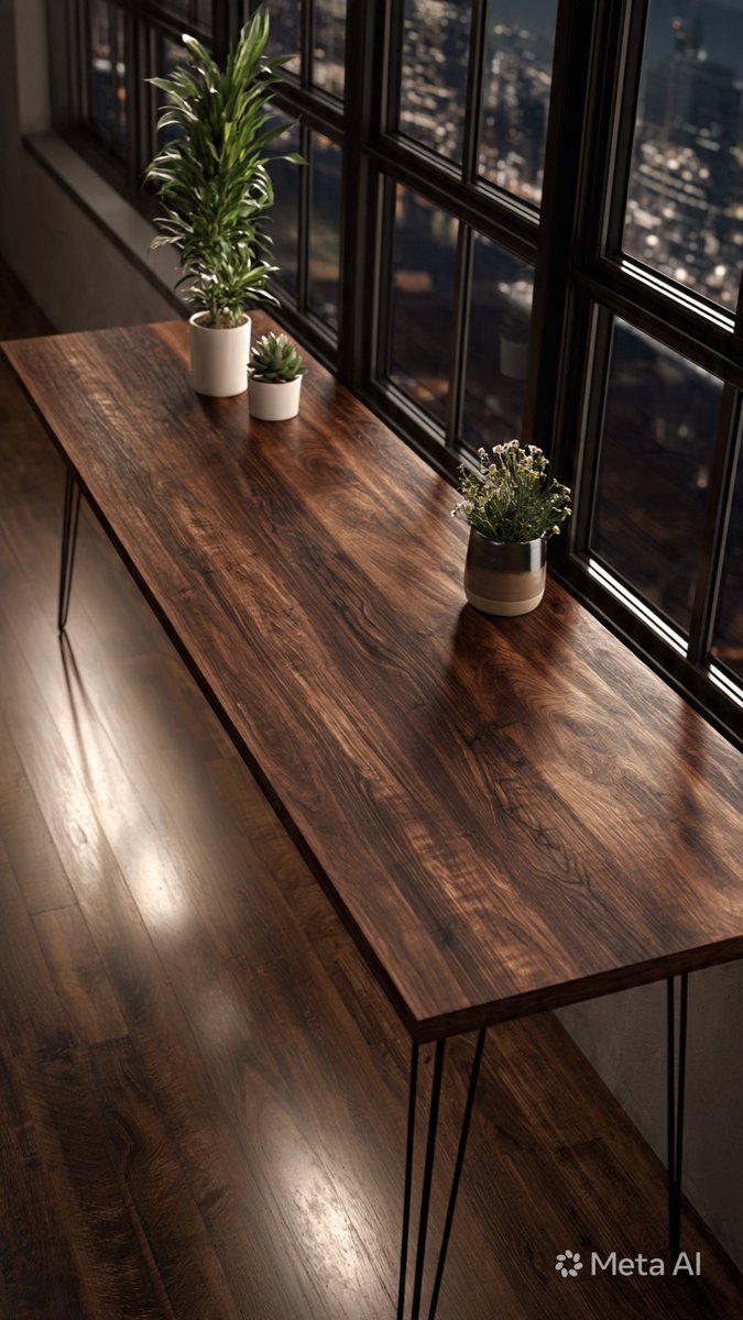 Bartafel 100 x 40 x 105 cm – Verona Premium Hoge Bartafel van Massief Hout – Smalle Statafel voor Keuken, Balkon, Woonkamer en Ontbijthoek – Industriële Bartafel met Metalen Frame – Mobili Bella