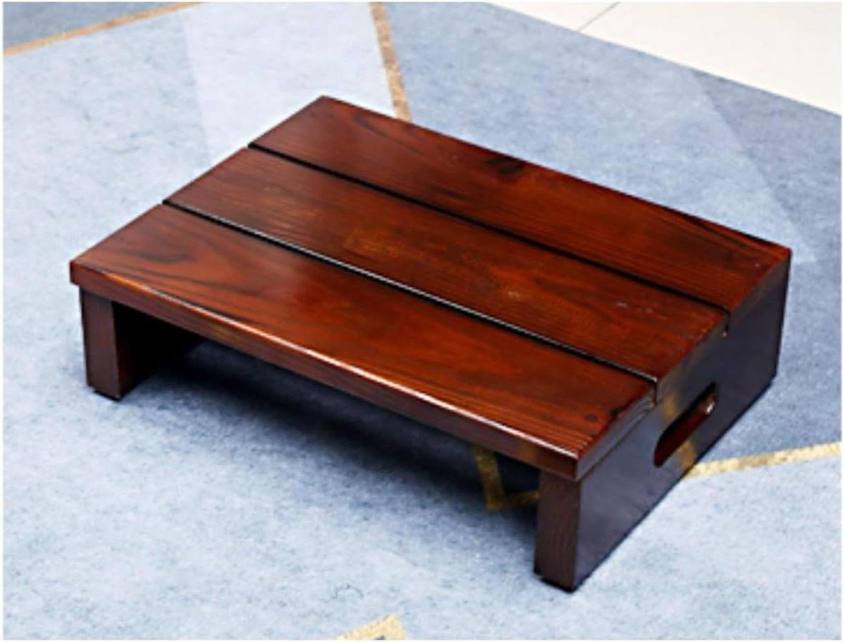 Houten Opstapje - Stabiliteit Hulp - Extra Hoogte Bereiken - Massief Grenenhout - 70x30x15 cm - Walnoot
