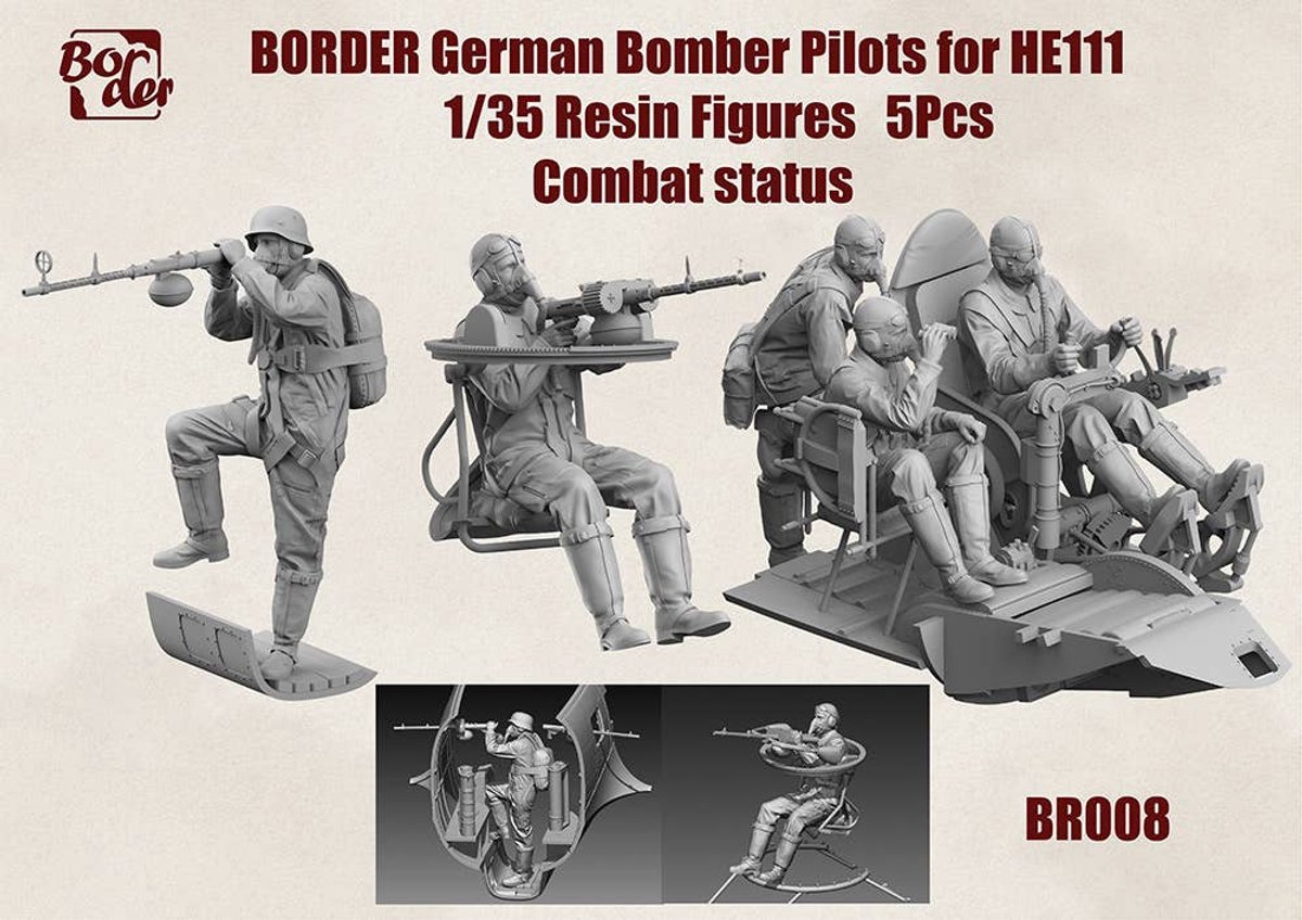 Border Model Modelbouwpakket Auto - BR008 Duitse Bomber Piloten voor Heinkel He 111 WWII - Gevechtstoestand - 5 Resin Figuren Resin onderdeel - 1:35 - Modelbouw