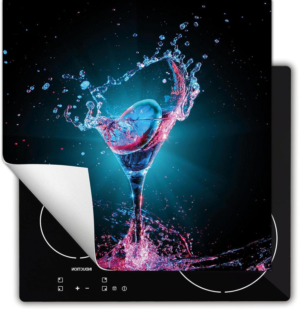 Afdekplaat Inductie - Kookplaat Beschermer - Keuken Werkruimte - Krasbestendig Vinyl - 60x52 cm - Kleurrijk Drankje